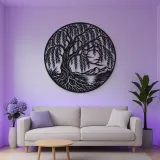 Willow Tree Moon Metal Wall Art | Botanical Metal Wall Decor