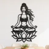 Meditation with Lotus Metal Wall Art | Movement Silhouette Decor - lifestyle view 4