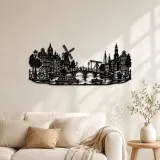Cartel de metal Línea de Canal de Ámsterdam | Decoración de Pared de Viaje y Ciudad