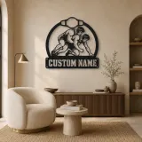 Personalized Wrestling Match Metal Wall Art with Belt Frame - lifestyle view 5