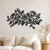 Art mural en métal Rose Vine Embrace | Décoration murale botanique
