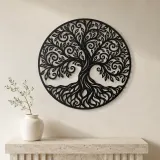 Spiral Branch Tree Metal Wall Art | Botanical Metal Wall Decor - lifestyle view 3
