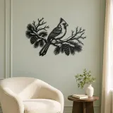 Cardinal Winter Branch Metal Wall Art | Wildlife Silhouette Decor - lifestyle view 2