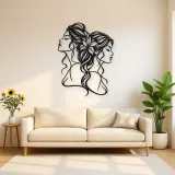 Two Faces One Line Metal Wall Art | Romantic Couple Decor