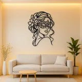 Masked Muse Metal Wall Art | Minimalist Woman Line Art