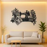 Sewing Machine Floral Metal Wall Art | Botanical Metal Wall Decor