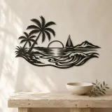 Beach Palm Horizon Metal Wall Art | Coastal and Nautical Wall Decor - lifestyle view 3