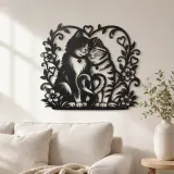 Arte mural de metal Two Cats in Love | Decoración de silueta para amantes de mascotas