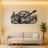 Electric Guitar Pulse Metal Wall Art | Music Room Wall Decor