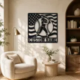 Personalized Female Softball Follow Through Flag Metal Wall Art - lifestyle view 5