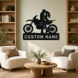 Personalized Dirt Bike Couple Metal Wall Art - lifestyle view 4