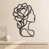 Single Profile Bloom Metal Wall Art | Minimalist Woman Line Art - lifestyle view 3