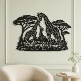 Giraffe Family Metal Wall Art | Wildlife Silhouette Decor - lifestyle view 2