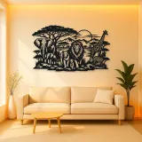 Safari Animal Horizon Metal Wall Art | Wildlife Silhouette Decor