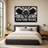 Personalized Pickleball Metal Wall Art with Sunrise Court - lifestyle view 2