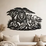 Décoration murale en métal Lion Family Pride | Silhouette Faune