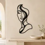 Abstract Half Face Metal Wall Art | Minimalist Woman Line Art - lifestyle view 3