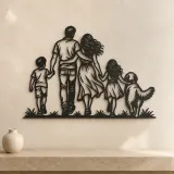 Family with Dog Metal Wall Art | Pet Lover Silhouette Decor - lifestyle view 3