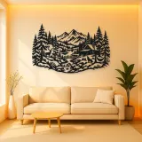 Winter Pine Forest Metal Wall Art | Nature Silhouette Decor