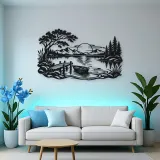Calm Lake Ripples Metal Wall Art | Nature Silhouette Decor