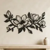 Magnolia Branch Metal Wall Art | Botanical Metal Wall Decor - lifestyle view 3