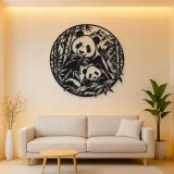 Panda Bamboo Metal Wall Art | Wildlife Silhouette Decor