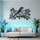 Robin Spring Branch Metal Wall Art | Wildlife Silhouette Decor