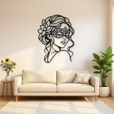 Masked Muse Metal Wall Art | Minimalist Woman Line Art