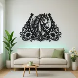 Horse Shoe Floral Metal Wall Art | Equestrian Wall Decor