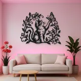 Cat and Butterfly Vine Metal Wall Art | Pet Lover Silhouette Decor