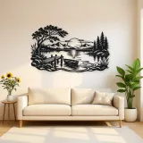 Calm Lake Ripples Metal Wall Art | Nature Silhouette Decor