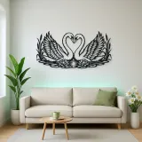 Swan Heart Pair Metal Wall Art | Wildlife Silhouette Decor