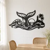 Whale Tail Ocean Metal Wall Art | Coastal and Nautical Wall Decor - lifestyle view 4