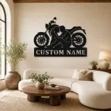 Décoration murale en métal personnalisée Couple Assis et Moto