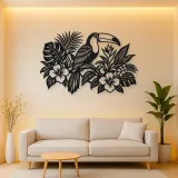 Toucan Leaf Garden Metal Wall Art | Wildlife Silhouette Decor