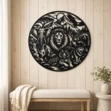 Wildlife World Circle Metal Wall Art | Wildlife Silhouette Decor - lifestyle view 5