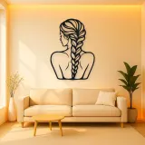 Braided Hair Muse Metal Wall Art | Minimalist Woman Line Art