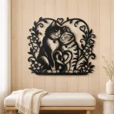 Two Cats in Love Metal Wall Art | Pet Lover Silhouette Decor - lifestyle view 5