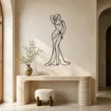 Raised Arm Draped Gown Pose Metal Wall Art | Fashion Figure Wall Decor - lifestyle view 3