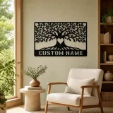 Personalized Leafy Tree Metal Wall Art with Heart - lifestyle view 4