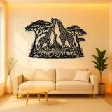 Giraffe Family Metal Wall Art | Wildlife Silhouette Decor