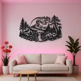 Forest Moon Arc Metal Wall Art | Nature Silhouette Decor