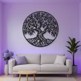 Olive Tree Circle Metal Wall Art | Botanical Metal Wall Decor