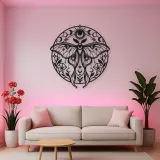 Lunar Moth Emblem Metal Wall Art | Celestial Boho Wall Decor