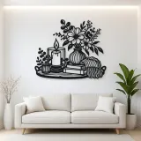 Candle and Flowers Metal Wall Art | Cozy Home Metal Decor