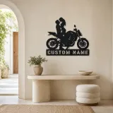 Personalized Modern Motorcycle Couple Metal Wall Art - lifestyle view 3