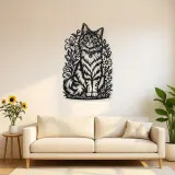 Sitting Cat Floral Metal Wall Art | Pet Lover Silhouette Decor