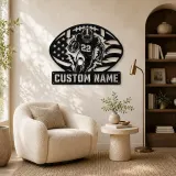 Personalized Number 22 Running Back American Flag Metal Wall Art - lifestyle view 5