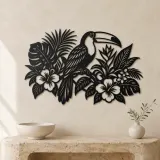 Toucan Leaf Garden Metal Wall Art | Wildlife Silhouette Decor - lifestyle view 3