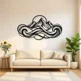Fluid Mountain Waves Metal Wall Art | Nature Silhouette Decor